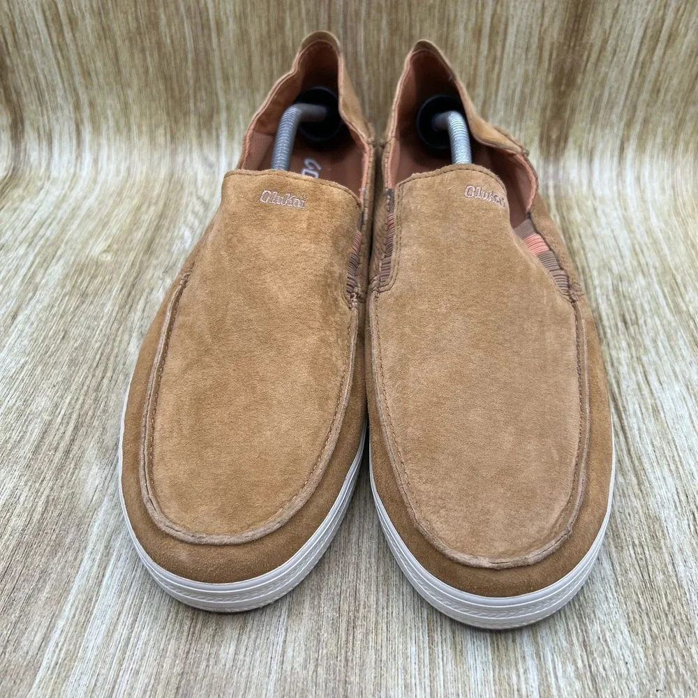 OluKai Pahono Slip On Men's Size 11 Brown Suede Perforated Loafers 10217-ARKH